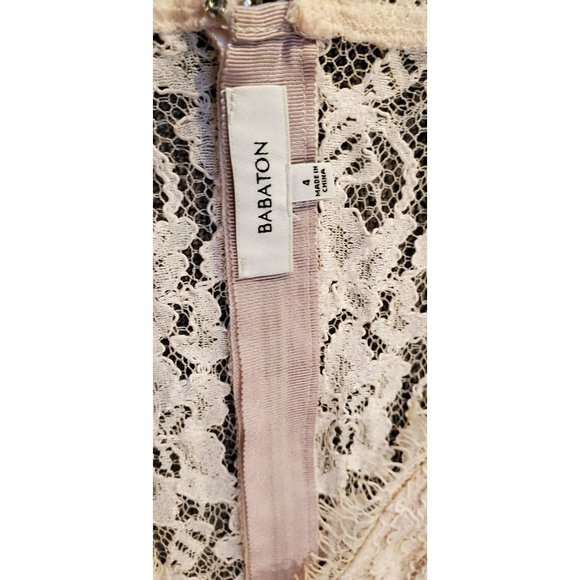 Anthropologie Babaton Women's Blush Pink Mini Dress Size 4 Tobias Eyelash Lace - Picture 4 of 4